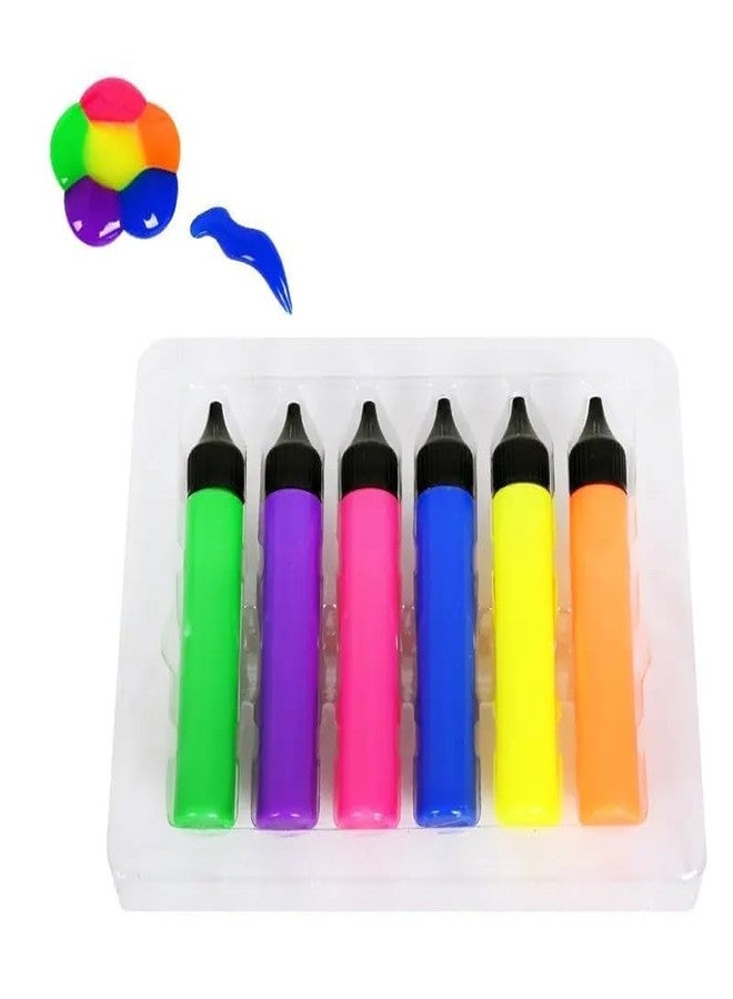 KRAFTMASTERS®3D Decorative Pen Set 25ml Fluorescent Colors Pack of 6 Pieces - Multi Color - Image 1